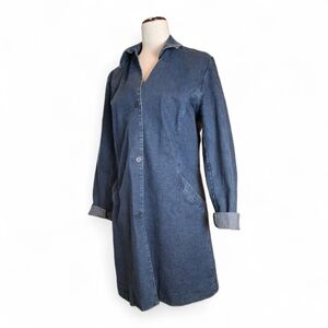 Faconnable Blue Denim Trench Coat Size S